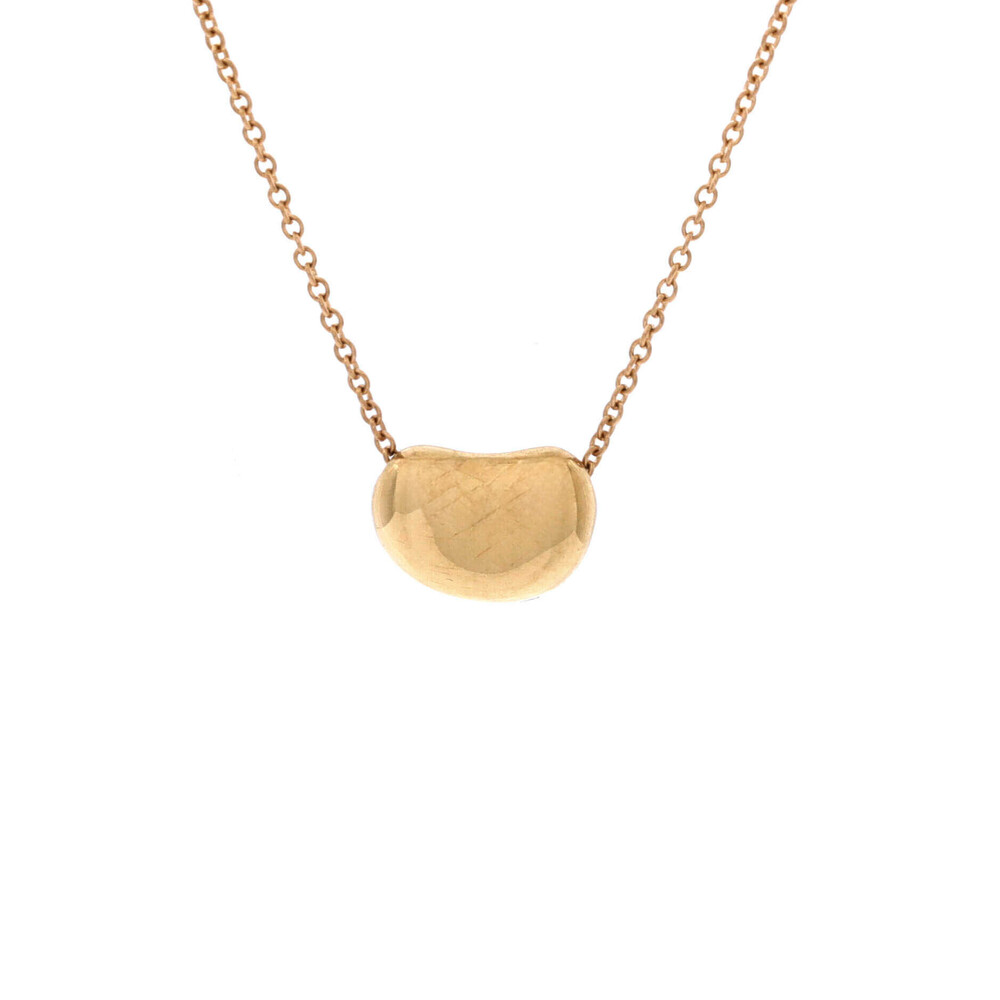 Tiffany & Co. 11mm Elsa Peretti Bean Pendant Necklace 18K Yellow Gold